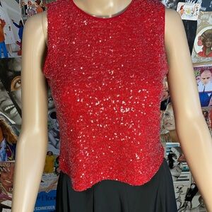 cupcakes & cashmere Red Sequin Top